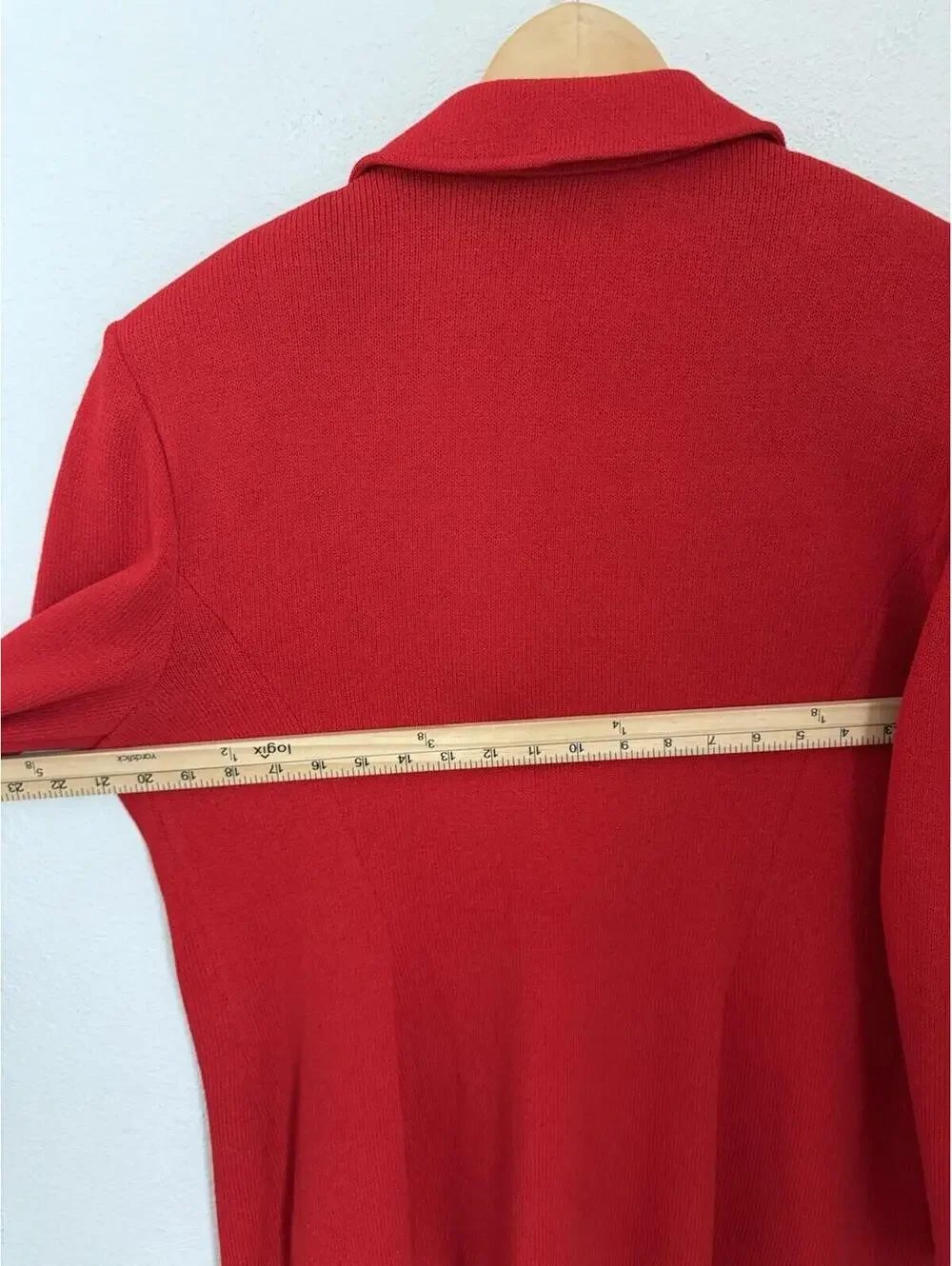 St John Collection Red Santana Knit Wool Blend‎ Gold Button Blazer Size 14 Vntg